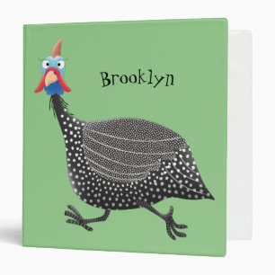 Funny Guineafowl bird cartoon illustration 3 Ring Binder