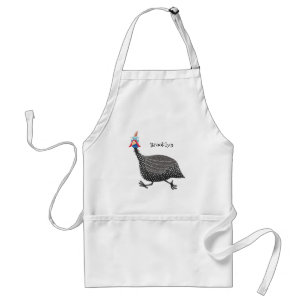 Funny Guineafowl bird cartoon illustration Adult Apron