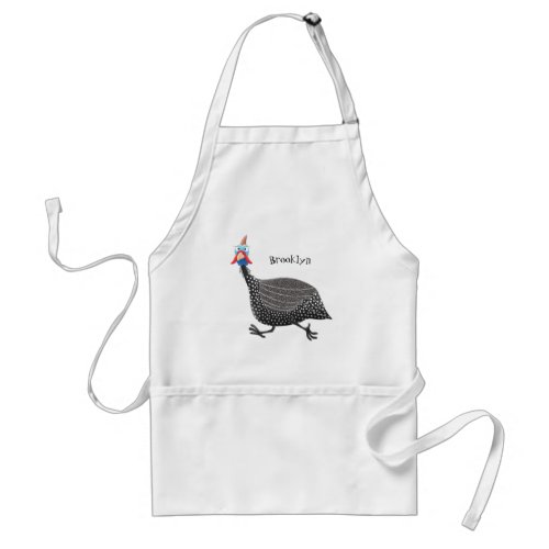 Funny Guineafowl bird cartoon illustration  Adult Apron