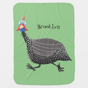 Funny Guineafowl bird cartoon illustration Baby Blanket