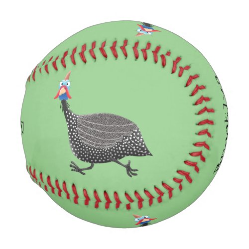 Funny Guineafowl bird cartoon illustration Baseball