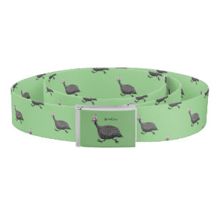 Funny Guineafowl bird cartoon illustration Belt