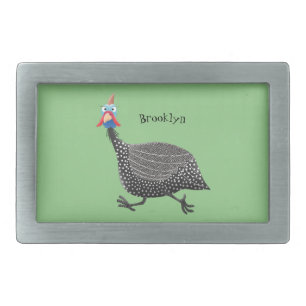 Funny Guineafowl bird cartoon illustration  Belt Buckle