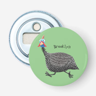 Funny Guineafowl bird cartoon illustration  Bottle Opener