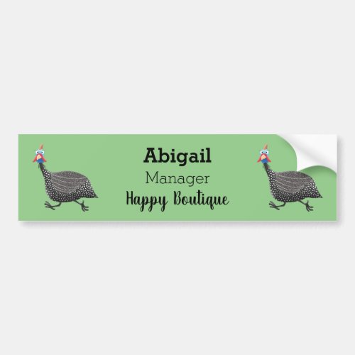 Funny Guineafowl bird cartoon illustration Bumper Sticker