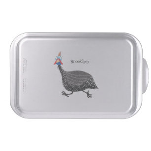 Funny Guineafowl bird cartoon illustration  Cake Pan