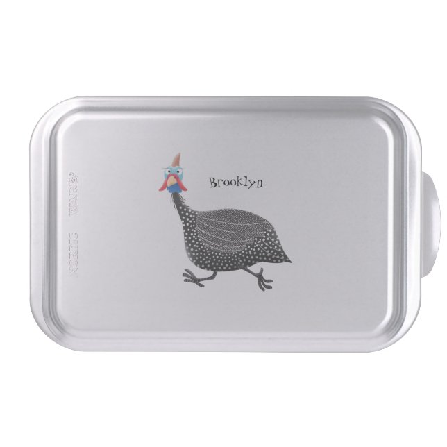 Funny Guineafowl bird cartoon illustration  Cake Pan (Front)