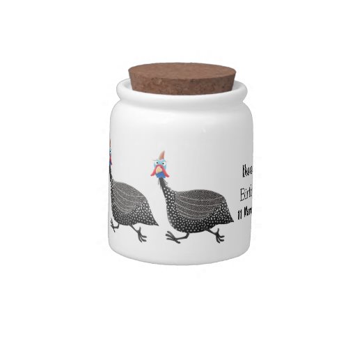 Funny Guineafowl bird cartoon illustration  Candy Jar