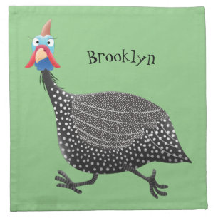 Funny Guineafowl bird cartoon illustration Cloth Napkin