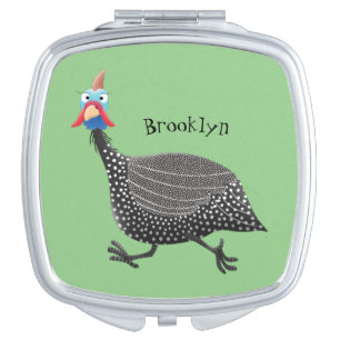 Funny Guineafowl bird cartoon illustration Compact Mirror