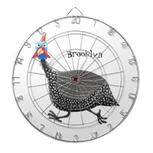 Funny Guineafowl bird cartoon illustration  Dart Board