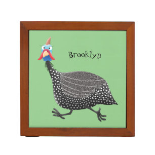 Funny Guineafowl bird cartoon illustration  Desk Organizer