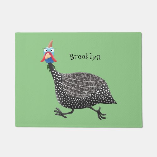 Funny Guineafowl bird cartoon illustration Doormat