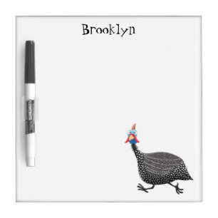 Funny Guineafowl bird cartoon illustration  Dry Erase Board