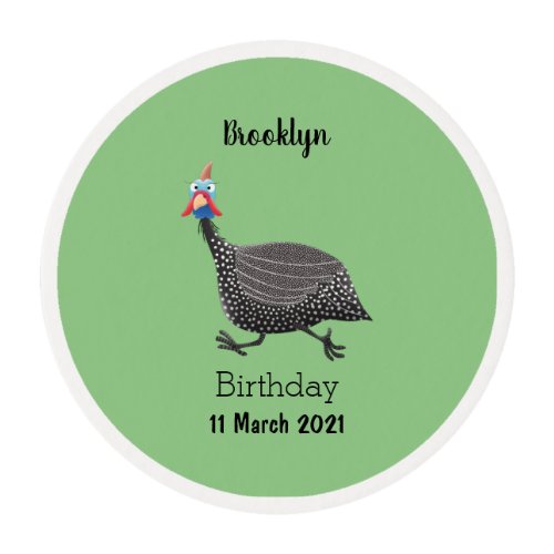 Funny Guineafowl bird cartoon illustration Edible Frosting Rounds