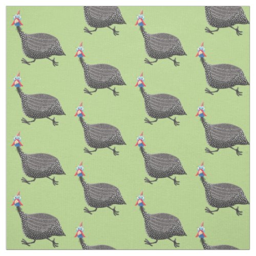 Funny Guineafowl bird cartoon illustration Fabric