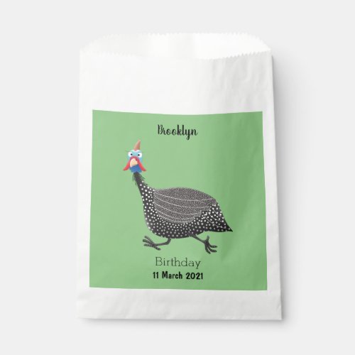 Funny Guineafowl bird cartoon illustration Favor Bag