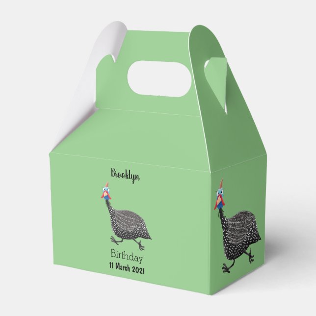 Funny Guineafowl bird cartoon illustration Favor Boxes (Front Side)