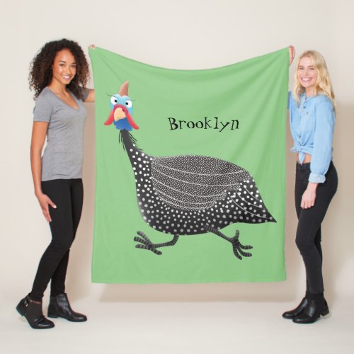 Funny Guineafowl bird cartoon illustration Fleece Blanket