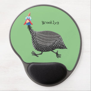 Funny Guineafowl bird cartoon illustration Gel Mouse Pad