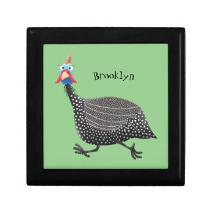 Funny Guineafowl bird cartoon illustration Gift Box