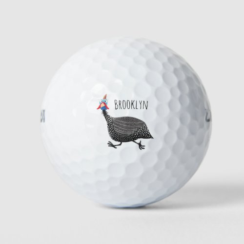 Funny Guineafowl bird cartoon illustration Golf Balls