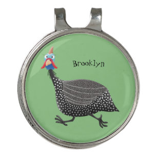 Funny Guineafowl bird cartoon illustration Golf Hat Clip