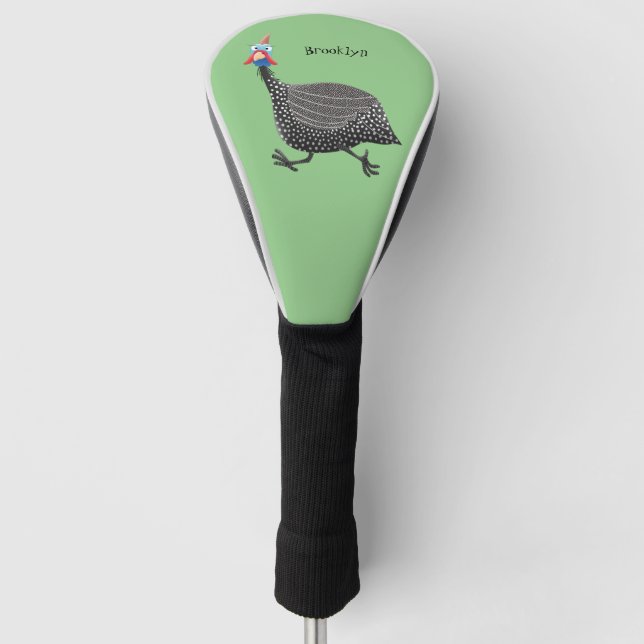 Funny Guineafowl bird cartoon illustration Golf Head Cover (Front)