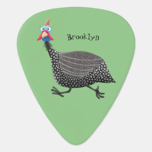 Funny Guineafowl bird cartoon illustration Guitar Pick