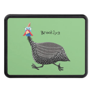 Funny Guineafowl bird cartoon illustration Hitch Cover