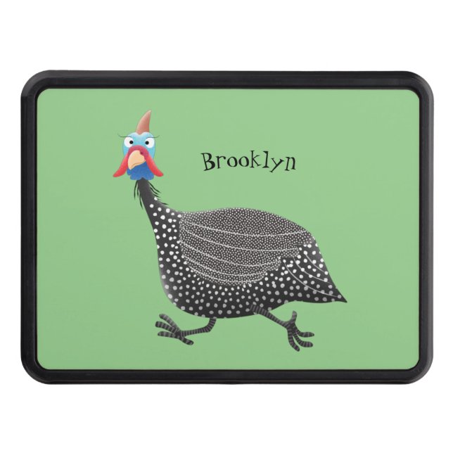 Funny Guineafowl bird cartoon illustration Hitch Cover (Front)