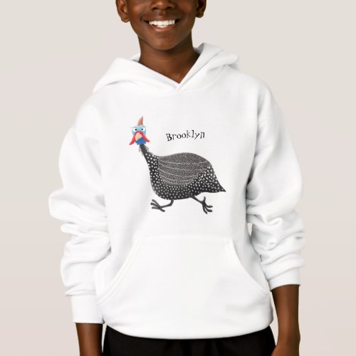 Funny Guineafowl bird cartoon illustration  Hoodie