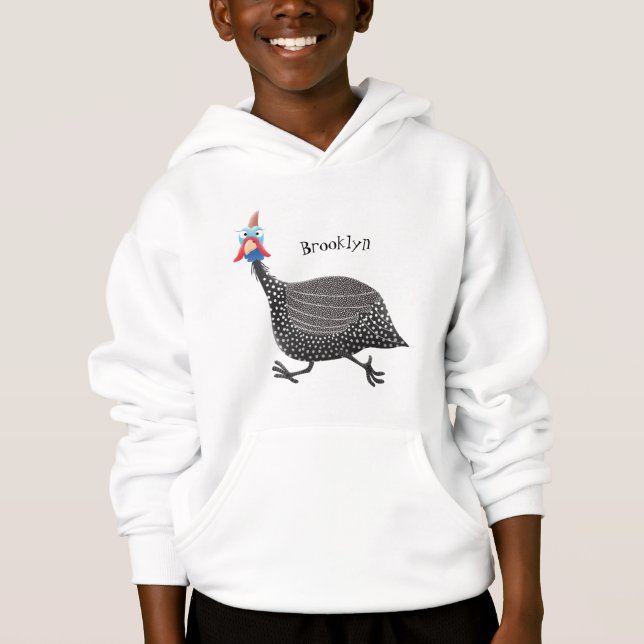 Funny Guineafowl bird cartoon illustration  Hoodie (Front)