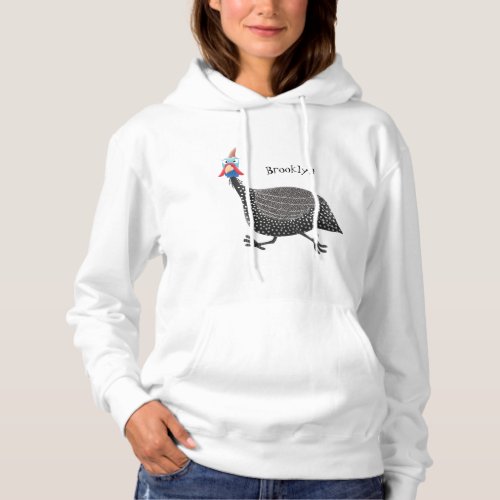 Funny Guineafowl bird cartoon illustration Hoodie