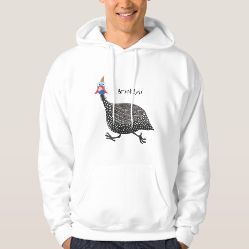 Funny Guineafowl bird cartoon illustration Hoodie