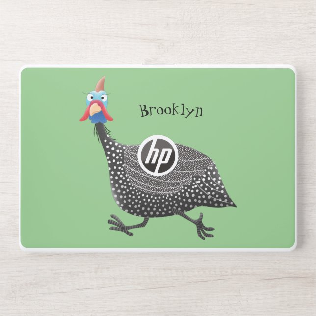 Funny Guineafowl bird cartoon illustration HP Laptop Skin (Front)