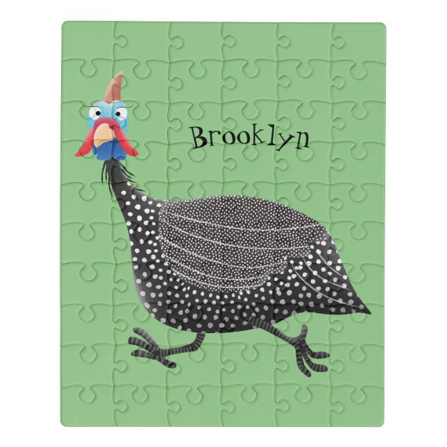 Funny Guineafowl bird cartoon illustration Jigsaw Puzzle (Puzzle Vertical)