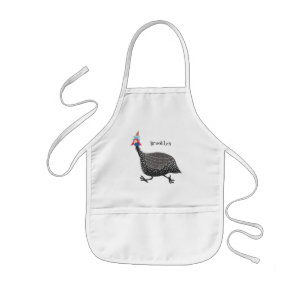 Funny Guineafowl bird cartoon illustration Kids' Apron