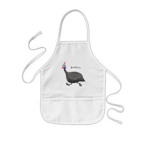 Funny Guineafowl bird cartoon illustration Kids Apron