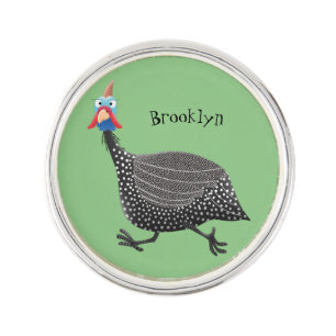 Funny Guineafowl bird cartoon illustration Lapel Pin