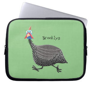 Funny Guineafowl bird cartoon illustration Laptop Sleeve