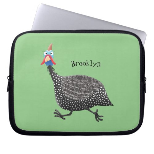 Funny Guineafowl bird cartoon illustration  Laptop Sleeve