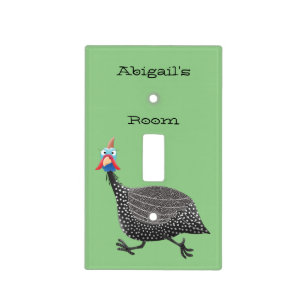 Funny Guineafowl bird cartoon illustration Light Switch Cover