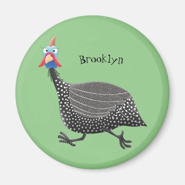 Funny Guineafowl bird cartoon illustration Magnet (Front)