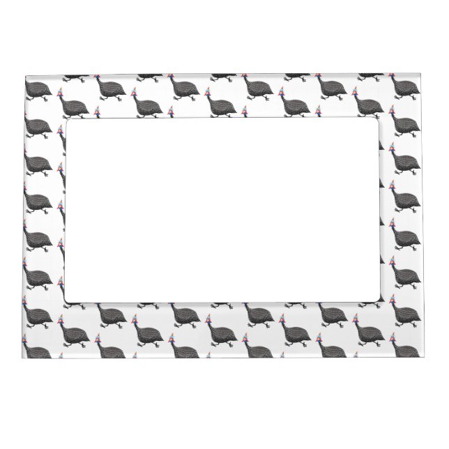 Funny Guineafowl bird cartoon illustration Magnetic Frame (Front)