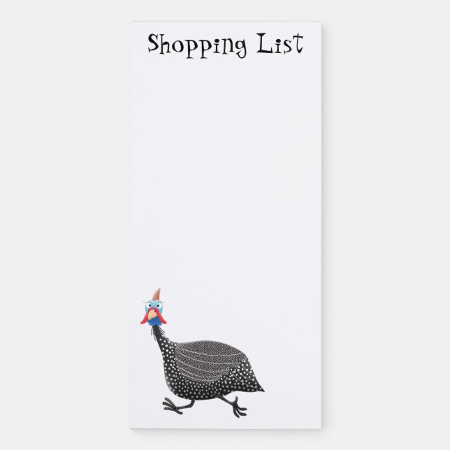 Funny Guineafowl bird cartoon illustration  Magnetic Notepad (Front)