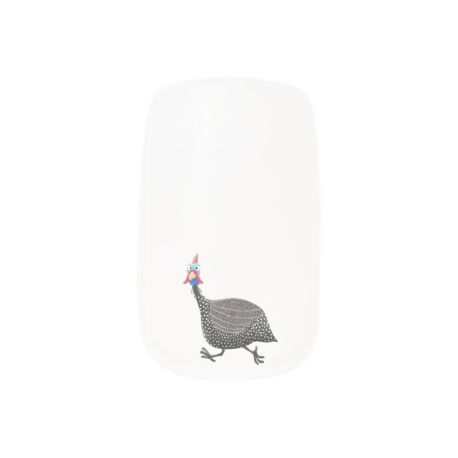 Funny Guineafowl bird cartoon illustration Minx Nail Art (Left Thumb)