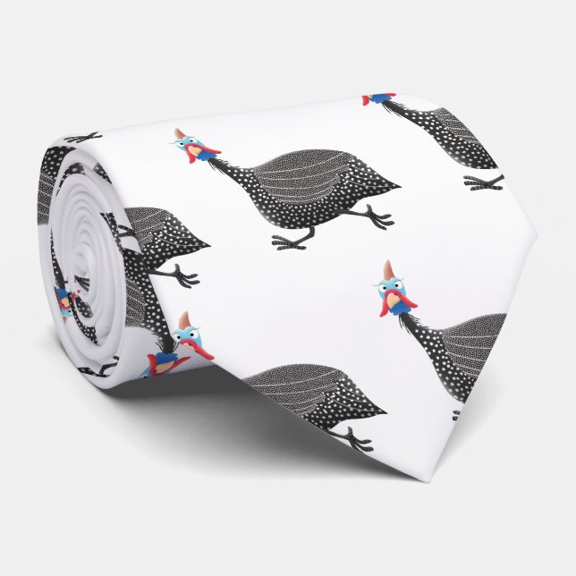 Funny Guineafowl bird cartoon illustration Neck Tie (Rolled)