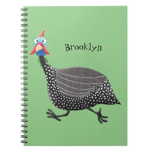 Funny Guineafowl bird cartoon illustration Notebook