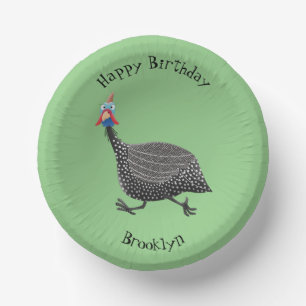 Funny Guineafowl bird cartoon illustration Paper Bowls